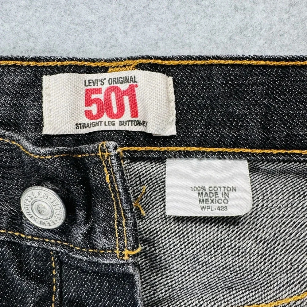 VTG Levis 501 XX Jeans Mens 36x32 Black Button Fly Straight Leg Denim Pants - Picture 7 of 12